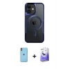 MARSİLYAN™- iPhone 11 Kılıf Yadigar Klasik Özel Seri - Siyah Bilvis 5in1 5D Magic Hayalet Cam Ekran Koruyucu + Neon Fosforlu Kamera Lens - TU