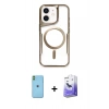 MARSİLYAN™- iPhone 11 Kılıf Yadigar Klasik Özel Seri - Siyah Bilvis 5in1 5D Magic Hayalet Cam Ekran Koruyucu + Neon Fosforlu Kamera Lens - YL