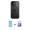 MARSİLYAN™- iPhone 11 Kılıf Yadigar Klasik Özel Seri - Siyah Bilvis 5in1 5D Magic Hayalet Cam Ekran Koruyucu + Neon Fosforlu Kamera Lens - YL
