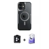 MARSİLYAN™- iPhone 11 Kılıf Yadigar Klasik Özel Seri - Siyah Bilvis 5in1 5D Magic Hayalet Cam Ekran Koruyucu + Mavi PVD Metal Kamera Lens