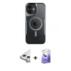MARSİLYAN™- iPhone 11 Kılıf Yadigar Klasik Özel Seri - Siyah Bilvis 5in1 5D Magic Hayalet Cam Ekran Koruyucu + Raze Metal Kamera Lens - GS