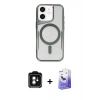 MARSİLYAN™- iPhone 11 Kılıf Yadigar Klasik Özel Seri - Siyah Bilvis 5in1 5D Magic Hayalet Cam Ekran Koruyucu + PVD Metal Kamera Lens - YL