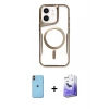 MARSİLYAN™- iPhone 11 Kılıf Yadigar Klasik Özel Seri - Siyah Bilvis 5in1 5D Magic Hayalet Cam Ekran Koruyucu + Neon Fosforlu Kamera Lens - TU