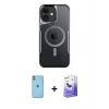 MARSİLYAN™- iPhone 11 Kılıf Yadigar Klasik Özel Seri - Siyah Bilvis 5in1 5D Magic Hayalet Cam Ekran Koruyucu + Neon Fosforlu Kamera Lens - YL