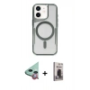 MARSİLYAN™- iPhone 11 Kılıf Yadigar Klasik Özel Seri - Siyah Bilvis Hayalet Cam Ekran Koruyucu + Raze Metal Kamera Lens - KI