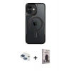 MARSİLYAN™- iPhone 11 Kılıf Yadigar Klasik Özel Seri - Siyah Bilvis Hayalet Cam Ekran Koruyucu + Pers Alüminyum Kamera Lens - LT