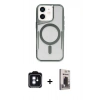 MARSİLYAN™- iPhone 11 Kılıf Yadigar Klasik Özel Seri - Siyah Bilvis Hayalet Cam Ekran Koruyucu + PVD Metal Kamera Lens - MI