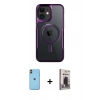 MARSİLYAN™- iPhone 11 Kılıf Yadigar Klasik Özel Seri - Siyah Bilvis Hayalet Cam Ekran Koruyucu + Neon Fosforlu Kamera Lens - TU