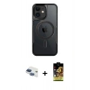 MARSİLYAN™- iPhone 11 Kılıf Yadigar Klasik Özel Seri - Siyah Buffer Cam Ekran Koruyucu + Pers Alüminyum Kamera Lens - LT