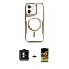 MARSİLYAN™- iPhone 11 Kılıf Yadigar Klasik Özel Seri - Siyah Buffer Cam Ekran Koruyucu + PVD Metal Kamera Lens - TU
