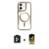 MARSİLYAN™- iPhone 11 Kılıf Yadigar Klasik Özel Seri - Siyah Buffer Cam Ekran Koruyucu + PVD Metal Kamera Lens - MI