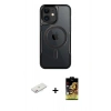 MARSİLYAN™- iPhone 11 Kılıf Yadigar Klasik Özel Seri - Siyah Buffer Cam Ekran Koruyucu + Renkli Kamera Lens Koruma Cam - PE