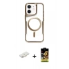 MARSİLYAN™- iPhone 11 Kılıf Yadigar Klasik Özel Seri - Siyah Buffer Cam Ekran Koruyucu + Renkli Kamera Lens Koruma Cam - YL