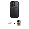 MARSİLYAN™- iPhone 11 Kılıf Yadigar Klasik Özel Seri - Siyah Buffer Cam Ekran Koruyucu + Renkli Kamera Lens Koruma Cam - YL