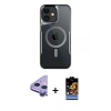 MARSİLYAN™- iPhone 11 Kılıf Yadigar Klasik Özel Seri - Siyah Buffer Hayalet Cam Ekran Koruyucu + Mor Raze Metal Kamera Lens