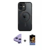 MARSİLYAN™- iPhone 11 Kılıf Yadigar Klasik Özel Seri - Siyah Buffer Hayalet Cam Ekran Koruyucu + Mor Raze Metal Kamera Lens