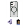 MARSİLYAN™- iPhone 11 Kılıf Yadigar Klasik Özel Seri - Siyah Buffer Hayalet Cam Ekran Koruyucu + Mor Raze Metal Kamera Lens