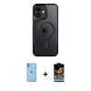 MARSİLYAN™- iPhone 11 Kılıf Yadigar Klasik Özel Seri - Siyah Buffer Hayalet Cam Ekran Koruyucu + Neon Fosforlu Kamera Lens - YL