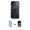 MARSİLYAN™- iPhone 11 Kılıf Yadigar Klasik Özel Seri - Siyah Buffer Hayalet Cam Ekran Koruyucu + Neon Fosforlu Kamera Lens - YL