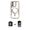 MARSİLYAN™- iPhone 11 Kılıf Yadigar Klasik Özel Seri - Siyah Buffer Hayalet Cam Ekran Koruyucu + PVD Metal Kamera Lens - MI
