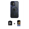 MARSİLYAN™- iPhone 11 Kılıf Yadigar Klasik Özel Seri - Siyah Buffer Hayalet Cam Ekran Koruyucu + PVD Metal Kamera Lens - TU