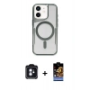MARSİLYAN™- iPhone 11 Kılıf Yadigar Klasik Özel Seri - Siyah Buffer Hayalet Cam Ekran Koruyucu + PVD Metal Kamera Lens - MI