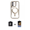 MARSİLYAN™- iPhone 11 Kılıf Yadigar Klasik Özel Seri - Siyah Buffer Hayalet Cam Ekran Koruyucu + PVD Metal Kamera Lens - TU