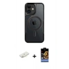 MARSİLYAN™- iPhone 11 Kılıf Yadigar Klasik Özel Seri - Siyah Buffer Hayalet Cam Ekran Koruyucu + Renkli Kamera Lens Koruma Cam - SI