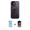MARSİLYAN™- iPhone 11 Kılıf Yadigar Klasik Özel Seri - Siyah Buffer Hayalet Cam Ekran Koruyucu + Neon Fosforlu Kamera Lens - TU