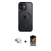 MARSİLYAN™- iPhone 11 Kılıf Yadigar Klasik Özel Seri - Siyah Buffer Hayalet Cam Ekran Koruyucu + Pers Alüminyum Kamera Lens - YL