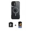 MARSİLYAN™- iPhone 11 Kılıf Yadigar Klasik Özel Seri - Siyah Buffer Hayalet Cam Ekran Koruyucu + Yeşil PVD Metal Kamera Lens