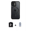 MARSİLYAN™- iPhone 11 Kılıf Yadigar Klasik Özel Seri - Siyah Joko Magic 5D Cam + Turuncu PVD Metal Kamera Lens