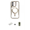 MARSİLYAN™- iPhone 11 Kılıf Yadigar Klasik Özel Seri - Siyah Joko Magic 5D Hayalet Cam + Pembe Renkli Kamera Lens Koruma Cam