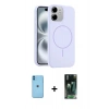 MARSİLYAN™- iPhone 11 Kılıf Yankı Form Serisi - Şeffaf 360 Full Body Arka Koruyucu + Neon Fosforlu Kamera Lens - MI