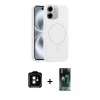 MARSİLYAN™- iPhone 11 Kılıf Yankı Form Serisi - Şeffaf 360 Full Body Arka Koruyucu + PVD Metal Kamera Lens - TU