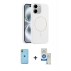 MARSİLYAN™- iPhone 11 Kılıf Yankı Form Serisi - Şeffaf Royal Nano Ekran Koruyucu + Neon Fosforlu Kamera Lens - YL