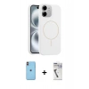 MARSİLYAN™- iPhone 11 Kılıf Yankı Form Serisi - Şeffaf Uv Polymer Nano Ekran Koruyucu + Neon Fosforlu Kamera Lens - TU
