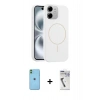 MARSİLYAN™- iPhone 11 Kılıf Yankı Form Serisi - Şeffaf Uv Polymer Nano Ekran Koruyucu + Neon Fosforlu Kamera Lens - YL