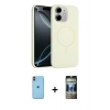 MARSİLYAN™- iPhone 11 Kılıf Yankı Form Serisi - Siyah 34D Hayalet Izgaralı Cam + Neon Fosforlu Kamera Lens - TU
