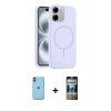MARSİLYAN™- iPhone 11 Kılıf Yankı Form Serisi - Siyah 34D Hayalet Izgaralı Cam + Neon Fosforlu Kamera Lens - TU