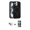 MARSİLYAN™- iPhone 11 Kılıf Yankı Form Serisi - Siyah 34D Hayalet Izgaralı Cam + Pers Alüminyum Kamera Lens - LT
