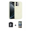 MARSİLYAN™- iPhone 11 Kılıf Yankı Form Serisi - Siyah 34D Hayalet Izgaralı Cam + PVD Metal Kamera Lens - MI