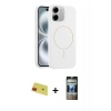 MARSİLYAN™- iPhone 11 Kılıf Yankı Form Serisi - Siyah 34D Hayalet Izgaralı Cam + Rainbow Kamera Lens Koruma Cam - KI