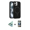 MARSİLYAN™- iPhone 11 Kılıf Yankı Form Serisi - Siyah 34D Hayalet Izgaralı Cam + Raze Metal Kamera Lens - MI