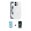 MARSİLYAN™- iPhone 11 Kılıf Yankı Form Serisi - Siyah 360 Mat Full Body Arka Koruyucu + Neon Fosforlu Kamera Lens - YL
