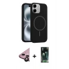 MARSİLYAN™- iPhone 11 Kılıf Yankı Form Serisi - Siyah 360 Mat Full Body Arka Koruyucu + Raze Metal Kamera Lens - SH
