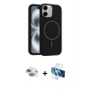 MARSİLYAN™- iPhone 11 Kılıf Yankı Form Serisi - Siyah 3D Antistatik Cam Ekran Koruyucu + Pers Alüminyum Kamera Lens - GI