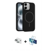 MARSİLYAN™- iPhone 11 Kılıf Yankı Form Serisi - Siyah 3D Antistatik Cam Ekran Koruyucu + Pers Alüminyum Kamera Lens - YL