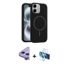 MARSİLYAN™- iPhone 11 Kılıf Yankı Form Serisi - Siyah 3D Antistatik Cam Ekran Koruyucu + Raze Metal Kamera Lens - MR