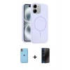 MARSİLYAN™- iPhone 11 Kılıf Yankı Form Serisi - Siyah 3D Antistatik Hayalet Cam Ekran Koruyucu + Neon Fosforlu Kamera Lens - TU